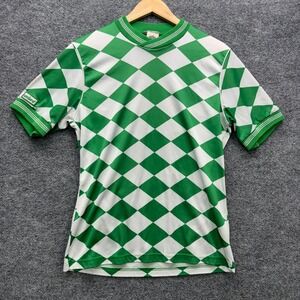 Umbro Vintage Soccer Jersey Mens Medium Green White Checkerboard Athletic Tee